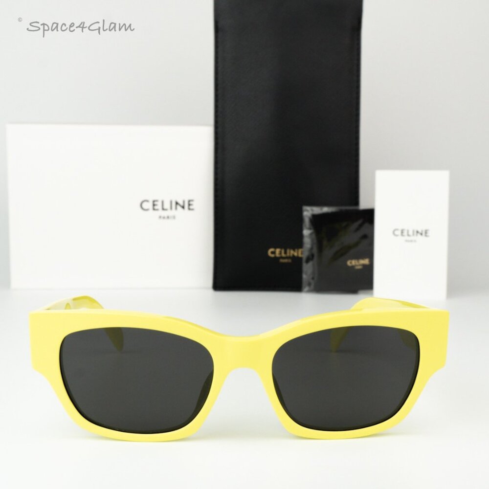 Celine Men Sunglasses CL40197U MONOCHROMS 93A Lime Green Grey Cat Eye BRAND NEW